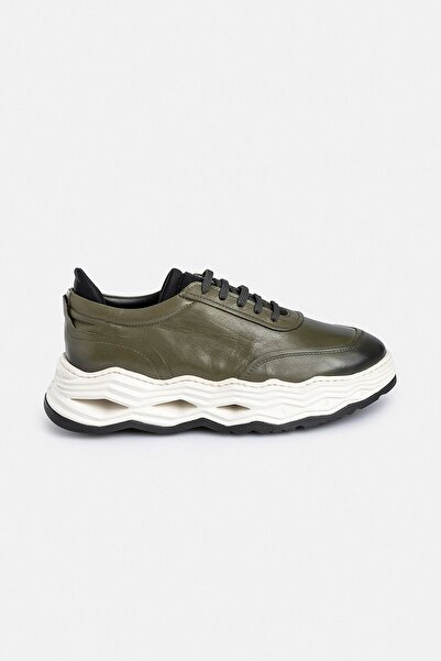 Back And Bond 100% Leather Flexible Sole Khaki Men's Sneaker Shoes