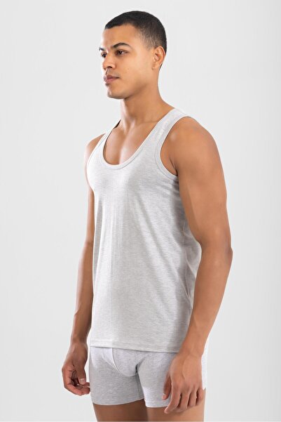 BAYKAR قميص داخلي سادة كلاسيكي كلاسيكي للرجال من القطن باللون الرمادي