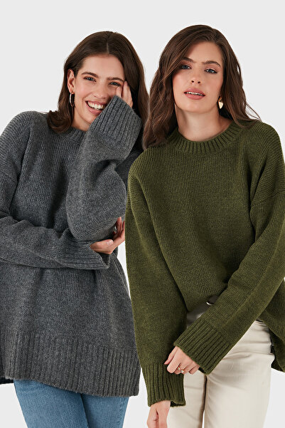 Lela Regular Fit guler rotund basic Pachet de 2 pulovere tricotate PULOVER 4616213S2