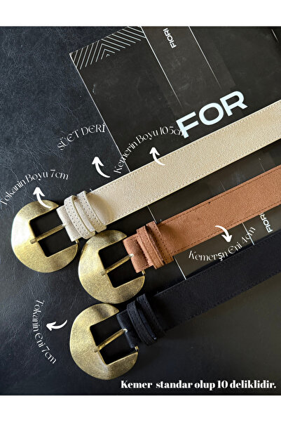 Fiori Suede Oval Buckle Women's Trouser Belt, Coat Belt, Dress Belt, Shirt Belt