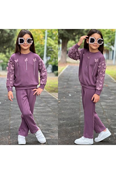 ALPİDS Special Fabric Butterfly Stone Printed Girls Tracksuit Set