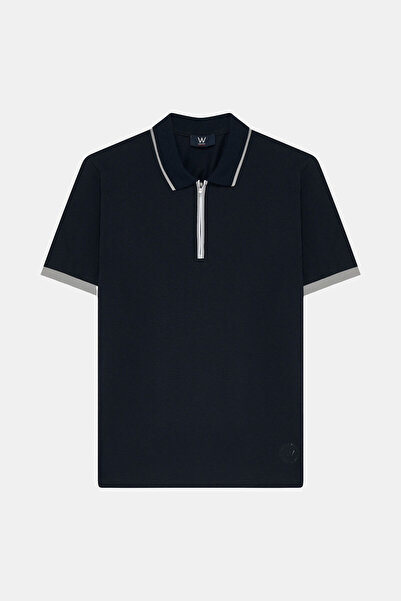 W Collection Dark Blue Polo Collar T-Shirt