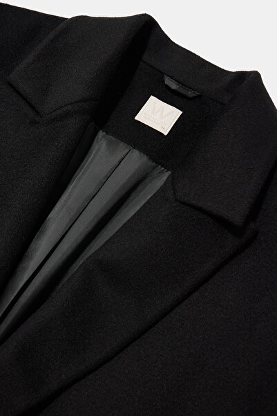 W Collection Black Wool Cashmere Coat