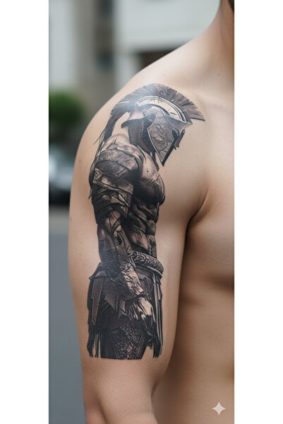 Glapzen Geçici Dövme Spartan Savaşçı Güç Cesaret ve Asaletin Sembolü Suya Dayanıklı