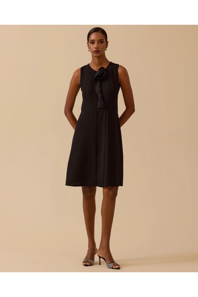 SEÇİL YENİ KADIN gül detaylı kolsuz diz üstü şık elbise 30002511318023