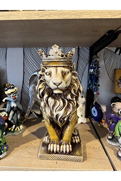Atak Hediyelik Dekoratif büyük Aslan kral heykel biblo polyester 35 cm