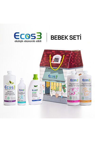 Ecos3 Bebek Organik Temizlik Seti | Çamaşır, Bulaşık, Biberon-Oyuncak ve Tüm Yüzeyler için Doğal Temizlik
