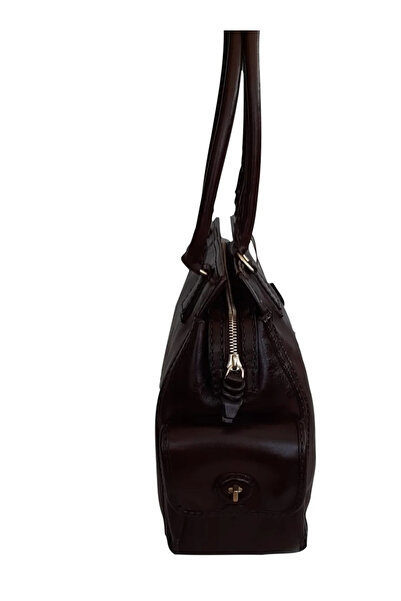 GÖN Women's Handmade (Handmade) Zipper Closure Genuine Leather Hand and Shoulder Bag Ertica