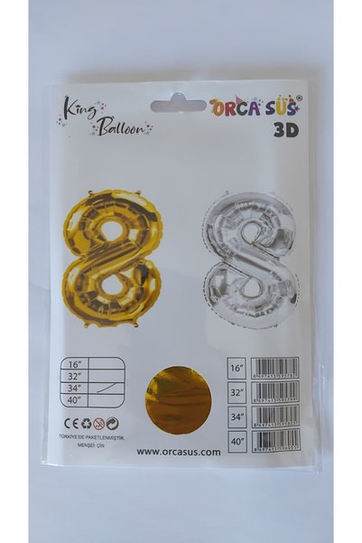 Orca Süs 8 Year Old Number Foil Balloon (8) Gold 86cm 34”