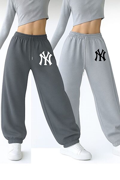 Le Vion بنطلون رياضي نسائي مطبوع بتصميم NY مزدوج