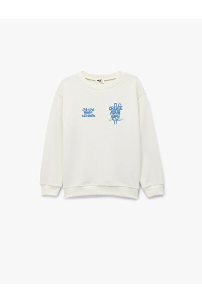 Koton Printed Long Sleeve Crew Neck Oversized Sweatshirt