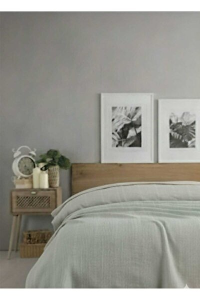 karamanlıhome بطانية مزدوجة 100% قطن بحواف خضراء مائية مقاس 200 × 240