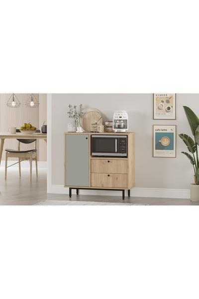 Yurupa Latte Serisi Kahve Köşesi Çok Amaçlı Dolap Mutfak Dolabı Sepet-Ihlamur Yeşili LAT1-SY