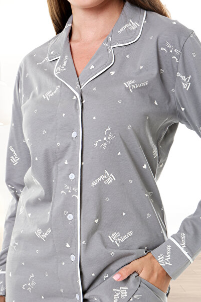 Bella Linda Buttoned Cotton Long Sleeve Women's Pajama Set