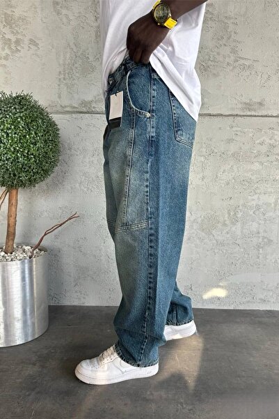 MADZEYMODA Чоловічі баггі-штани Relax синього кольору з деніму KE-932