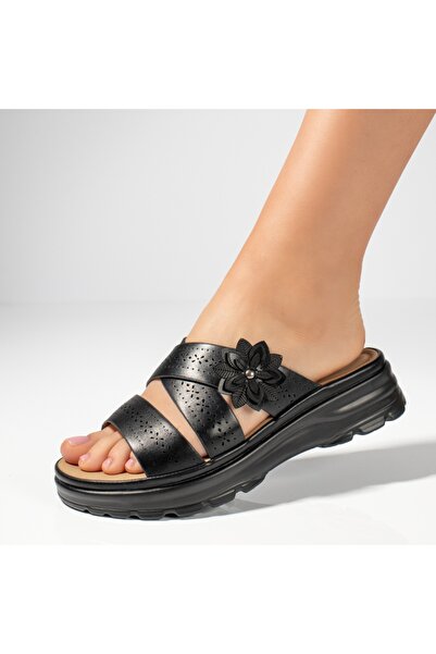 Modlet.ro Women's black thick sole casual slides MOD13360