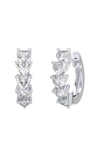 delis Στρογγυλά σκουλαρίκια από ασήμι 925, JW1798, σχέδιο ζιργκόν, επιπλατινωμένα με ρόδιο