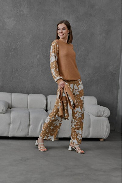 zavera for kids Women's Crepe Fabric Floral Detailed 3 Piece Set - Stylish Set - Women's Clothing