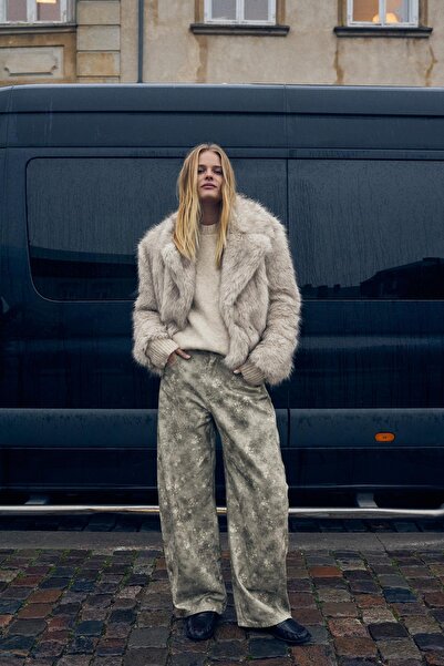 Bershka Desenli barrel pantolon