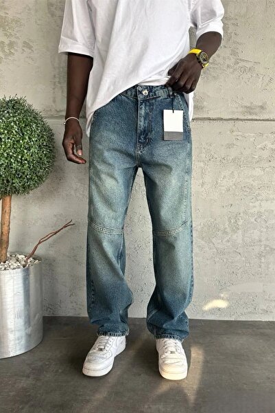 MADZEYMODA Чоловічі баггі-штани Relax синього кольору з деніму KE-932