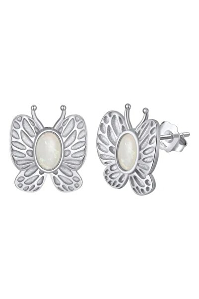 delis Cercei argint 925, JW1694, model fluture cu piatra Opal, placati cu rodiu