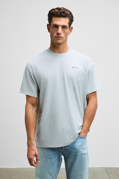 GRIMELANGE Dragon Men's Chest and Back Printed 100% Organic Cotton Oversized Fit Crew Neck Grimelange T-Shirt