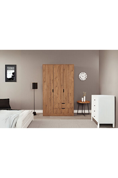 ZEYTUNHOME Moderno Trio 3 Kapaklı 2 Çekmeceli Gardırop – Şık ve Fonksiyonel D...