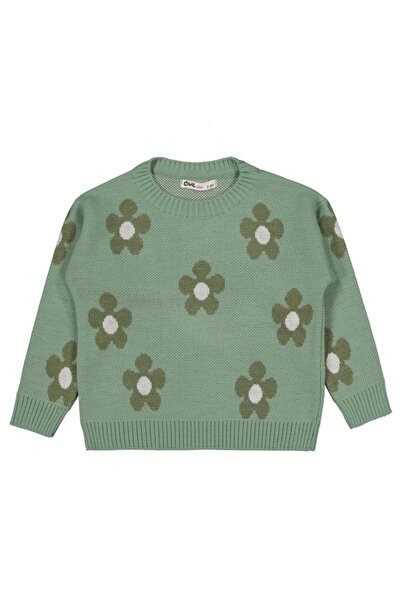 Civil Girls Pulover cu model margarete pentru copii 2-5 ani - Kaki 3-4 ani