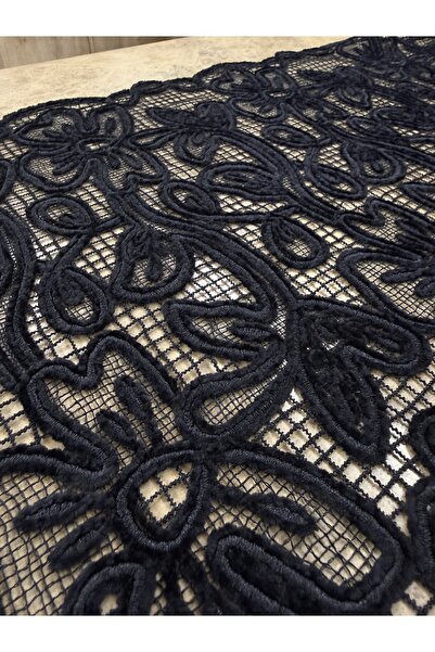 METERİAL Black Chenille Floral Pattern Lace Fabric – 135 cm Width |   Elbisel...