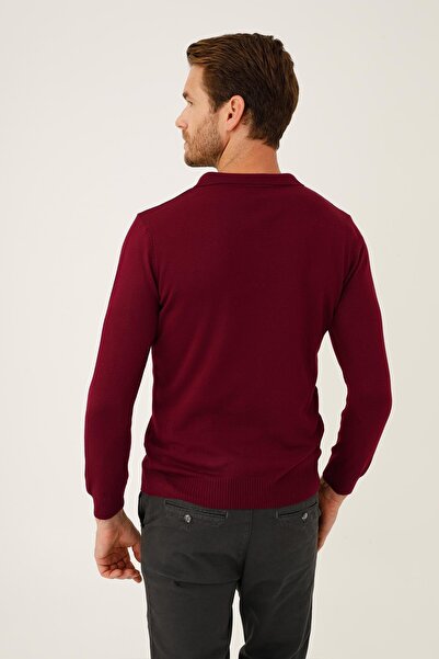 İgs Бургундия Стандартна кройка Слим кройка Поло яка Едноцветна Дълга ръкав Плетена