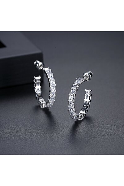 delis Στρογγυλά σκουλαρίκια από ασήμι 925, JW1792, κομψό μοντέλο, επιροδιωμένο