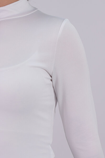 armonika Women's White Short Half Fisherman Long Sleeve Body Blouse Arm-26K135004