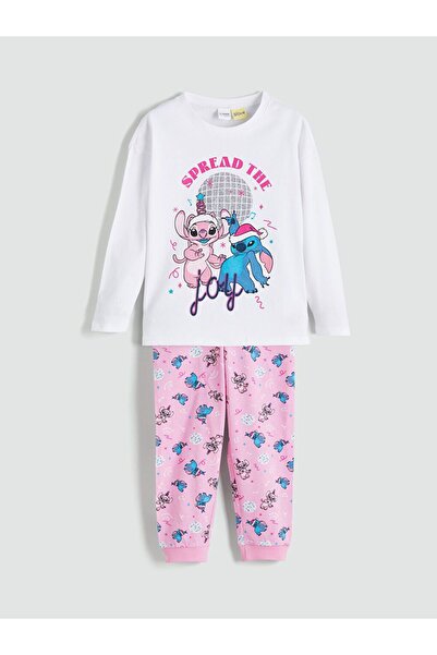 LC Waikiki Lcw Kids Crew Neck Stitch Printed Girls Pajama Set