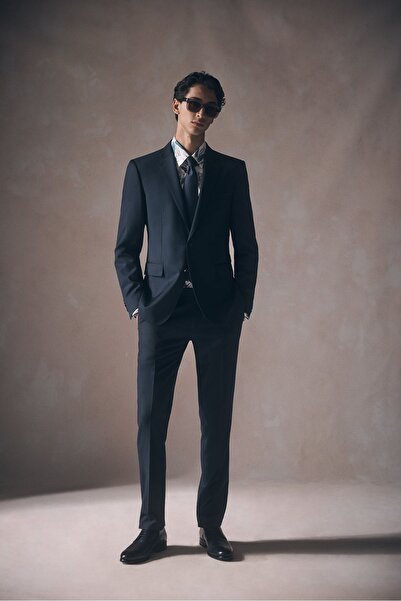 ilayda emir Slim Fit Beige Dobby Men's Suit