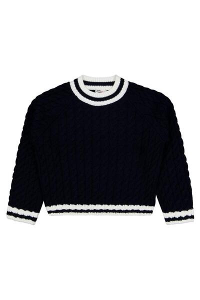 Civil Girls Collar Striped Sweater for 10-13 Years Old - Navy Blue12-13 Years...