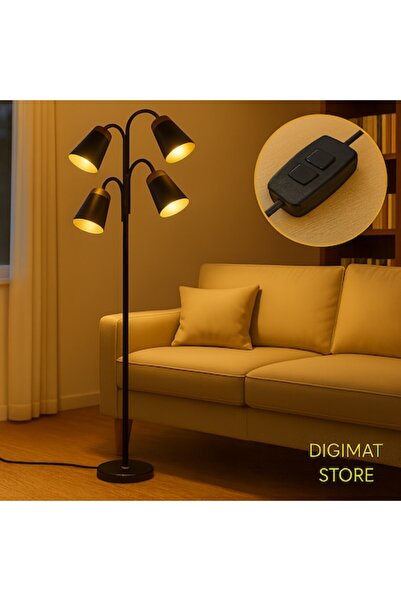 DIGIMAT STORE DIGIMAT PREMIUM Tall Floor Lamp, Metal/ABS/Wood, Adjustable Arms, 4xE27, 190 cm