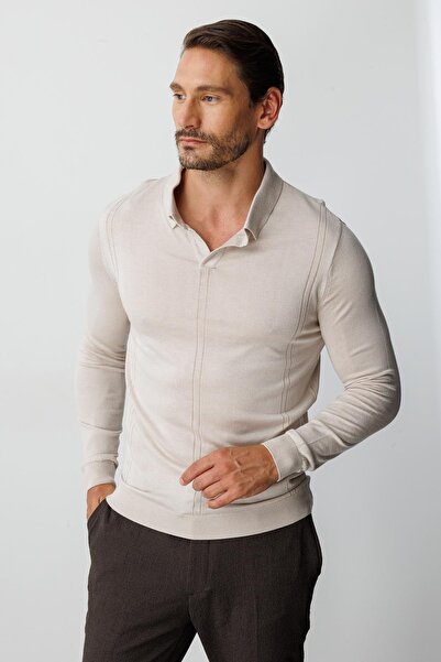 İgs Бежевий стандартний фіт-поло з довгими рукавами