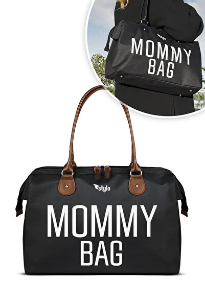 Stylo Mommy Bag Baby Care Women's Shoulder Bag + Popi Mother Women's Backpack Thermos Bag Gift-Black