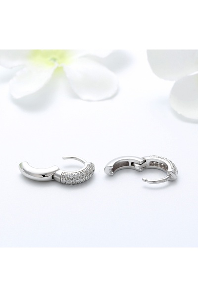 delis Στρογγυλά σκουλαρίκια από ασήμι 925, JW1787, κομψό μοντέλο, επιροδιωμένο