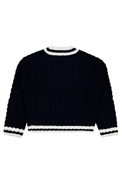 Civil Girls Collar Striped Sweater for 10-13 Years Old - Navy Blue11-12 Years Old