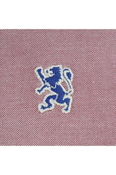 Giordano Men's Cotton Oxford Shirt - Small Lion Embroidery, Slim Fit, Full Button