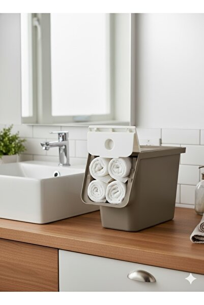 EVONİTA Cutie de depozitare din plastic cu design lung și îngust de 10 LT cu capac – Organizator pentru dulap de bucătărie pentru baie