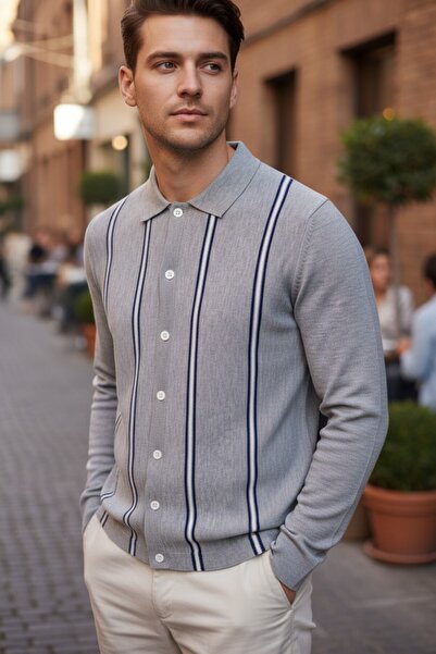 Mandala Tekstil Erkek Triko Çok Renkli Gömlek