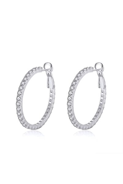 delis Στρογγυλά σκουλαρίκια από ασήμι 925, JW1748, κομψό μοντέλο, επιροδιωμένο