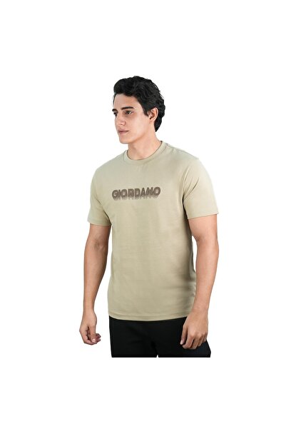 Giordano تي شيرت رجالي من القطن بقصة قصة ضيقة وطبعة مميزة