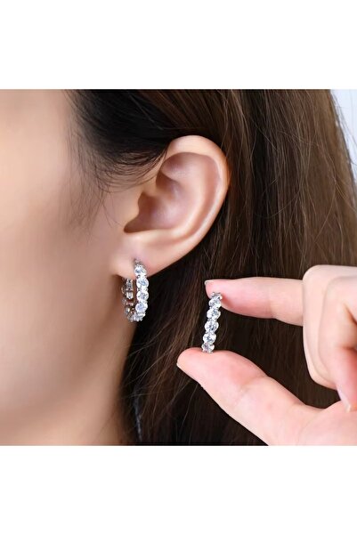 delis Στρογγυλά σκουλαρίκια από ασήμι 925, JW1747, κομψό μοντέλο, επιροδιωμένο