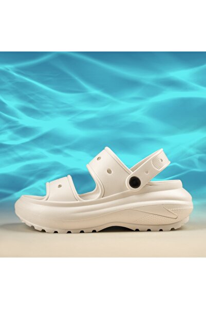 Modlet.ro Papuci de plajă albi pentru femei cu talpă groasă și baretă MOD13897
