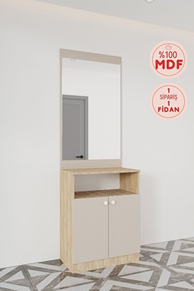 BALNEOM Evora 3 Modern Portmanto Askılı Ayakkabılık Vestiyer Vizon - Lefkas