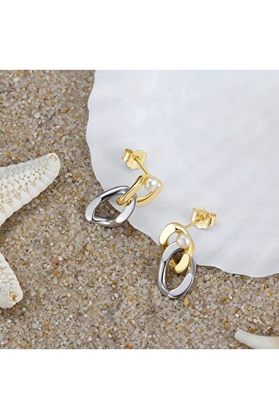 delis Σκουλαρίκια από ασήμι 925, JW1729, μοντέλο αλυσίδας, επιχρυσωμένα