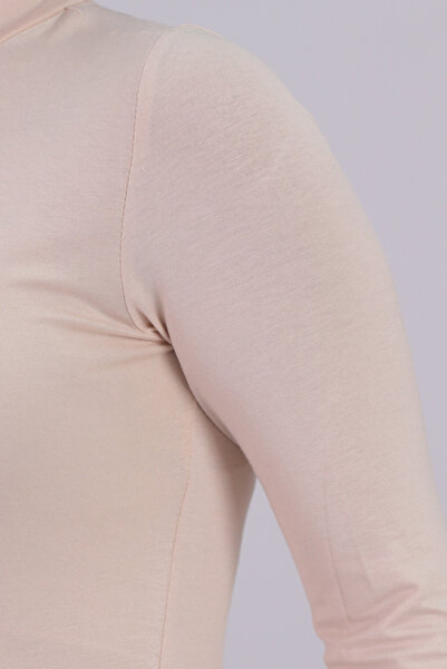 armonika Women's Beige Half Fisherman's Finger Interlocking Body Blouse Arm-26K135002